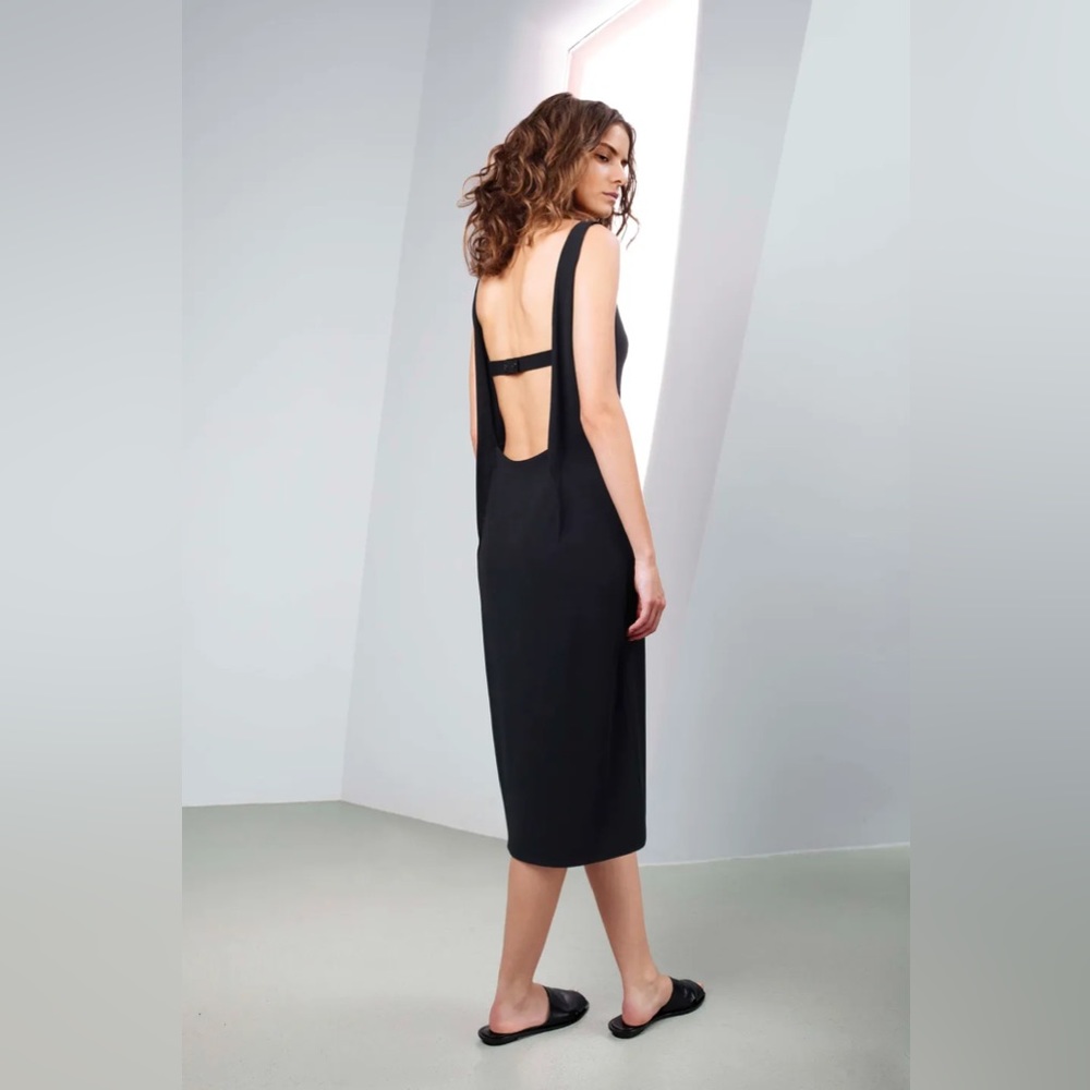 Maiyet Open-Back Sleeveless Slip Dress, Black